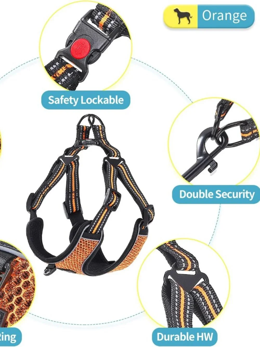 NWT BAAPET Breathable Dog Harness with 6 Feet Reflective Rope Dog Leash SMALL